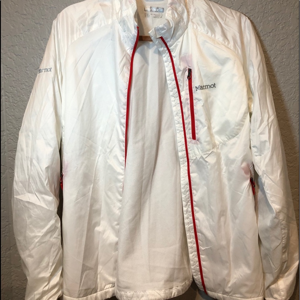 Marmot white rain or wind breaker jacket